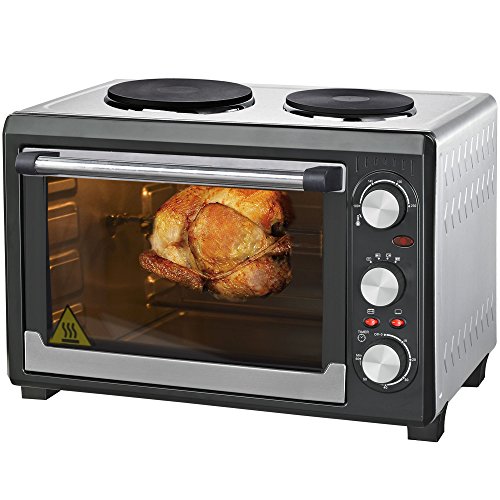 Syntrox Germany 26 Liter Mini Stand Backofen mit Umluft und Drehspieß kleinküche Minieküche mit 2 Kochplatten Miniofen Minibackofen Pizzaofen - 2