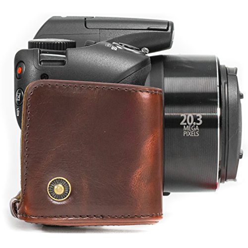MegaGear Etui souple en cuir pour  Housse pour Canon PowerShot SX50 HS  Brun Fonc   