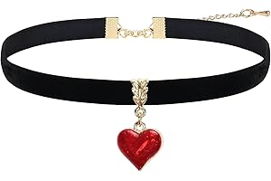 Moguri® Czarny naszyjnik w stylu vintage dla kobiet, aksamitny olejek kropli, czerwone serce, czarny naszyjnik, Walentynki, Boże Narodzenie, Cosplay, biżuteria, regulowana długość