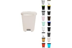Jardin202 - Cubo basura plástico moderno | Apertura con pedal | Cubo reciclar | 27 litros (Beige - Beige)