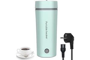 FENYW Hervidor de Viaje, Hervidor Eléctrico Portátil, 400ml Hervidor de Agua Rápido 3 en 1 Mini Taza de Agua Eléctrica Apagado Automático para Leche, Café, Agua y Té (Verde)