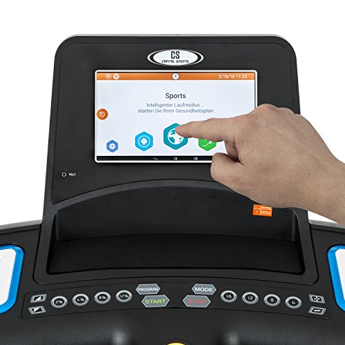 CAPITAL SPORTS Pacemaker Touch Elektrisches Laufband Heimtrainer (10″ Farbdisplay mit Touchsteuerung, regulierbare Geschwindigkeit und Steigung, Trainingscomputer, Pulsmesser) schwarz - 4