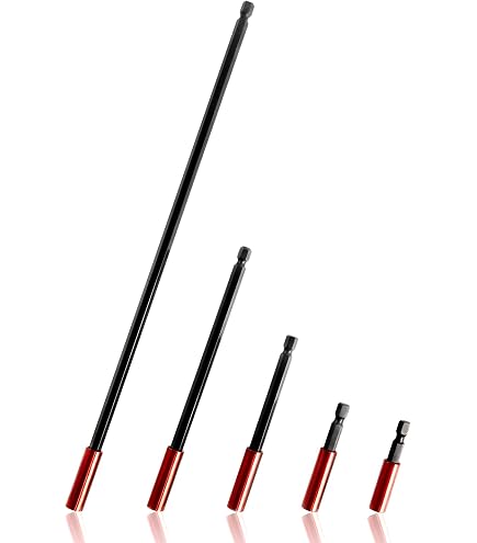 Lot De 5 Rallonges Embout Visseuse Magnétiques 50 à 300mm - Tige Hex 1/4 Pouce