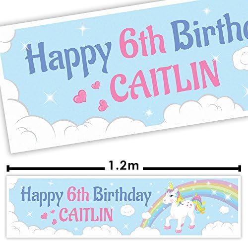 UNICORN and rainbow party PERSONALISED banner PACK of 2