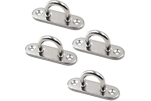 YKKJ 4 pièces Crochet à œillet，Acier inoxydable Plaque de mât，pour Crochets muraux chaises suspendues auvent Accessoires de Bateau etc.