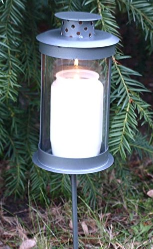 Runde Grablaterne mit Stab inklusive ca. 52 Stunden Grabkerze. Höhe 16cm - 3