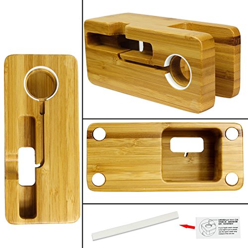 Aussel 2 in 1 Bamboo iWatch Ständer Premium Holz Handy Multi Ladehalterung Cradle Docking Station für beide 38mm und 42mm Halter für iPhone - 3