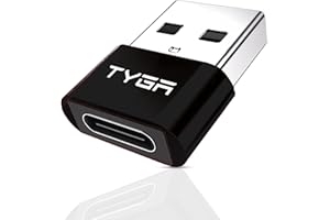 TYGA STORE TYGA USB C to USB A Adaptor 2.0 - USB C Female to USB A Male Connector for Charging & Data Transfer, Plug-and-Play, Durable Aluminum Housing, Portable Converter for Android & IOS Devices - 1 Black
