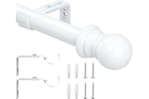 HARRMS Barra de cortina extensible, 76 – 147 cm, juego de barras de gardienen, color blanco, 1 vía, salón, habitación infantil