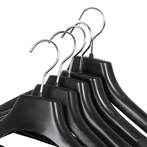TRIXES 5-er Pack Kleiderbügel für Anzüge, Jacken, Hosen etc. aus Kunststoff in Schwarz - 6