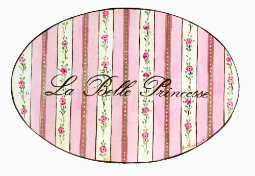 The Kids Room by Stupell La Belle Princess Pink and Floral Striped Oval Wall Plaque