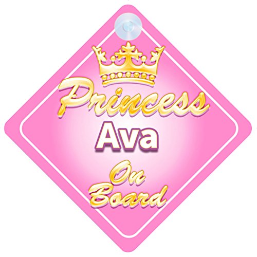 Crown Princess Ava On Board Personalised Baby / Child Girls Car Sign