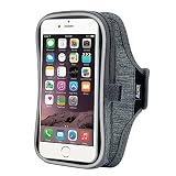 EOTW iPhone 6 6S Plus Brazalete Deportivo para Samsung Galaxy J7 S5 S7 S6 Edge Note 5 4 3 Moto G4 Huawei P8 P9 8 LG G4 G3 Para Jogging y Gimnasio, con bolsillo para llaves auriculares y tarjetas Gris