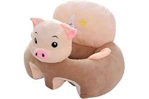 FOURIDING Siège de Soutien pour Bébé, Mignon de Dessin Animé Coussin Canapé Assis Bébé pour S'asseoir en Peluche Remplie de Coton Nouveau-né Apprend des Cadeaux de Chaise Assise pour Enfant (Cochon)