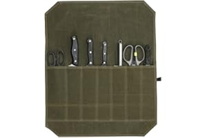 3DTengkit Portable Chef Knife Storage Roll Bag,Heavy Duty Waxed Canvas Knife Bag with 7 Slots,for Kitchen Knife Storage