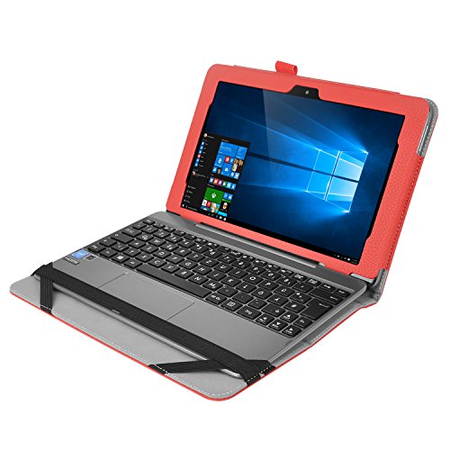 ASUS T101HA hülle, IVSO hochwertiges PU Leder Etui hülle Tasche Case - mit Standfunktion, super 360° Anti-Wrestling, ist für Asus T101HA-GR004T / GR001T / GR005T / GR007T 10.1 Zoll Tablet-PC perfekt geeignet (Für Asus T101HA, Rot)