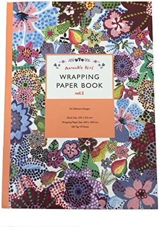 Wrapping Paper Book – 2 Styles with 10 Assorted Sheets and 20 Gift Tags (Floral Orange)