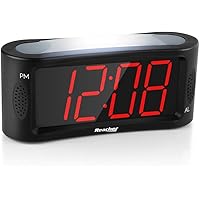 REACHER LED Digital Wecker mit Nachtlicht, Snooze Funktion, Full Range Helligkeit Dimmer, Große Rote Ziffern, 4,9 Zoll…
