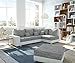 Produktbild DELIFE Couch Panama Hellgrau Weiss Ottomane rechts mit Hocker Ecksofa modular