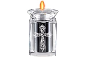 IFOLAINA Small Urn for Human Ashes Adult Male Cremation Crystal Storage Keepsake Candle Holder Funeral Memorial and Ash for Loved Ones - Cross