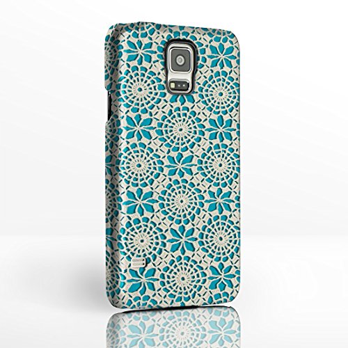 Preisvergleich Produktbild iCaseDesigner - Handyschutzhülle, Nähen, Stricken, für Samsung Galaxy Smartphones, 12 Designs zur Auswahl Hüllen mit Vollbild-Design aus Hartplastik von iCaseDesigner., plastik, White Lace on Turquoise Doily, Samsung Galaxy S6 Edge