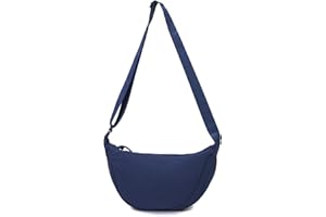 GoPaw Crescent Bag for Women, Nylon Half Moon Bags Women Crossbody Bag with Adjustable Strap, Solid Color Dumpling Bags Portable Crescent Purse for Daily Use