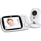 GHB Baby Monitor Video 3.2'' 750mAh Batteria Videocamera con Sensore di Temperatura e VOX 8 Ninne Nanne Interfono a due voci 