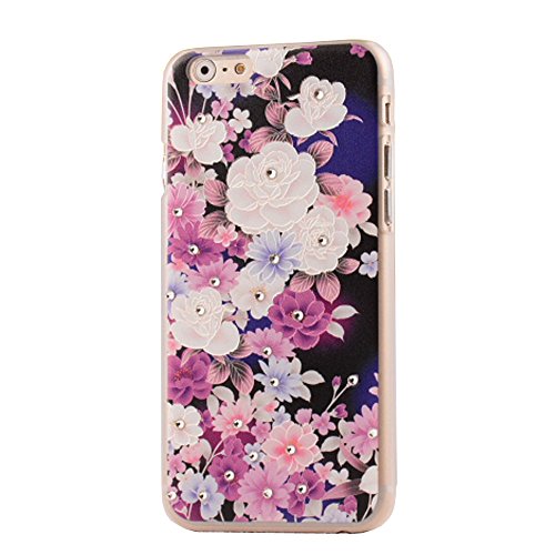Samidy Iphone 6/6s Case, Bling Diamond 3d Flower Hard Cover for 4.7 Inch Iphone 6/6s with a Screen Protector