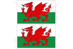 WALES Welsh Flag CYMRU UK 4 (100 mm) vinyl stötfångarklistermärken, dekaler x 2