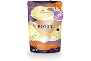 Glycine Poudre Vegavero® | 1000g (1kg) | 100% Pure, Sans Additifs et Vegan | Analysé en Laboratoire | Synthèse du Collagène & Aide au Sommeil | Avec Cuillère à Mesurer