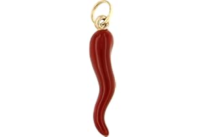 FORME DI LUCCHETTA Lucchetta - Small 9ct Gold Red Italian Horn Pendant, Good Luck Talisman, Pendants for Men Ladies Teen Boys Girls