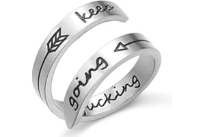 NewChiChi Adjustable Ring,Inspirational Ring Engraving Keep Going for Men Women Boys Girls
