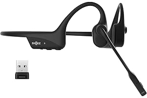 SHOKZ OpenComm2 UC 2025 Upgrade Słuchawki przewodzenia kostnego z adapterem USB-A, otwarte słuchawki Bluetooth z mikrofonem redukcji szumów, bezprzewodowe słuchawki otwarte ucho do pracy, i Zakładki