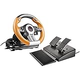 Speedlink DRIFT O.Z. Racing Wheel - USB-Gaming-Lenkrad für PC/Computer - Pedale für Gas und Bremse - schwarz-orange
