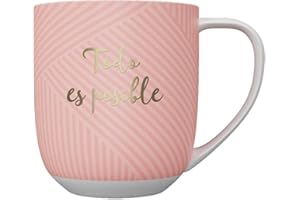 DRAEGER PARIS 1886 - Taza de Cerámica Estilo Chic con Mensaje en Oro Caliente - 320 ml, Diseño Geométrico Azul o Rosa - Decoración Elegante, Caja de Regalo, Apta Lavavajillas