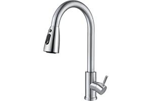 Faburo Rubinetto Lavello Cucina, con Doccetta Estraibile, Miscelatore Cucina in Acciaio Inox con Girevole a 360 °, 3 Modalità, Risparmio Idrico