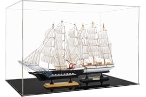 Tingacraft Acrílico Vitrina Grande (56 x 36 x 37 cm) para Barco Maquetas Figura 30cm 1/6, Cristal Caja Metacrilato Expositor para Colecciones