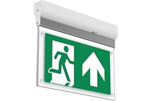 LIGHTHUB Surface Emergency Fire Exit Maintained Sign LED Ceiling Wall Light with Arrow Legends & 3hr Battery Backup - 25M Distance