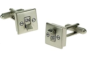 Light Switch On Off Electrician Design Cufflinks in Gift Box - Onyx-Art London CK376
