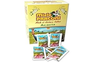 PRACONI MiTA - 100 BUSTINE DI MIELE DI ACACIA MONODOSE 100%ITALIANO, BUSTINA GR. 5 DOLCIFICANTE NATURALE HONEY NATURAL SWEETENER, 100