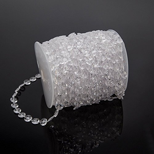 Airkoul 30M Girlande Kristall Diamant Acryl Hochzeit Party hängende Dekoration Perlenvorhang Vorhang Strang (30M, klar)