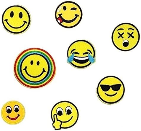 Meatilk 8pcs Emoji Faces DIY Embroidered Stickers Iron Sewing on Applique Patches