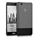 Produktbild kwmobile Hardcase Canvas Hülle für > Huawei Nova < mit Kunstleder-Applikationen - Backcover Case Schutzhülle Cover in Grau Schwarz