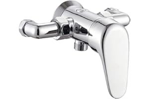 ENKI, Bromley, BT3918, Chrome, Manual Exposed Wall Mounted Shower Mixer Valve, Solid Brass, Modern, Easy to Install, 1-Year Guarantee