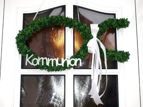 Türkranz Türschmuck Fisch Kommunion Silber mit Schriftzug Türdeko - 4