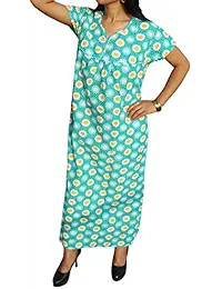 Indiatrendzs women's Cotton Nighty Printed Sleepwear Nightdress Free Size