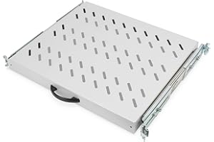 ‎DIGITUS DIGITUS Ausziehbarer Fachboden - 19-Zoll - 1HE - Befestigung Vorne & Hinten - Traglast 25 kg - Für Netzwerkschänke & Serverschränke - Ab 600 mm Schranktiefe - Grau