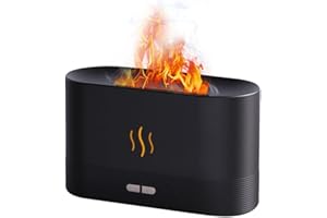 Cihely Essential Oil Diffuser with Flame Light, 180mL Aromatherapy Mist Humidifier, Quiet Aroma Air Diffusers with Auto Shut-Off Protection(Black)