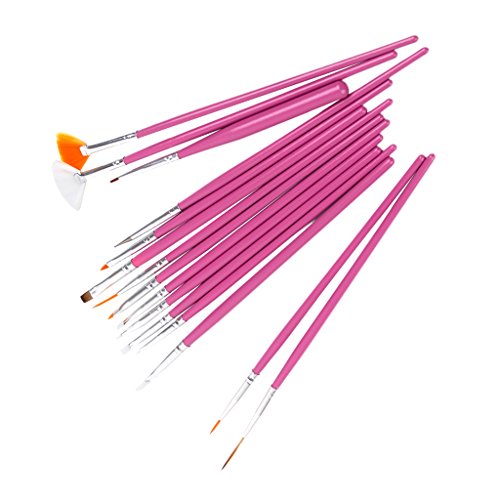 1 X 15 x Nagel Kunst Malerei Pen / Pinsel Set – Pink - 3