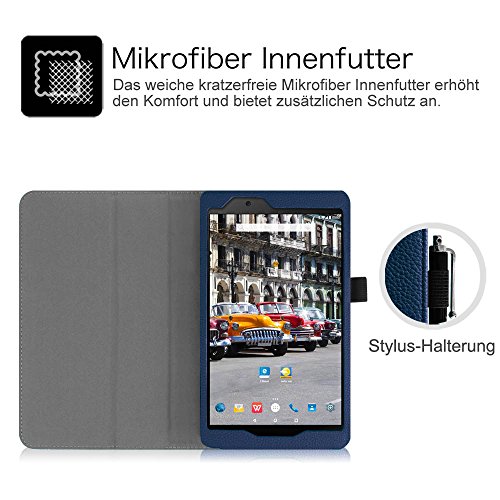 Fintie Odys Syno 8 Hülle Case – Slim Fit Folio Kunstleder Schutzhülle Cover Tasche mit Ständerfunktion und Stylus-Halterung für Odys Syno 20,3 cm (8 Zoll) Tablet-PC, Marineblau - 6